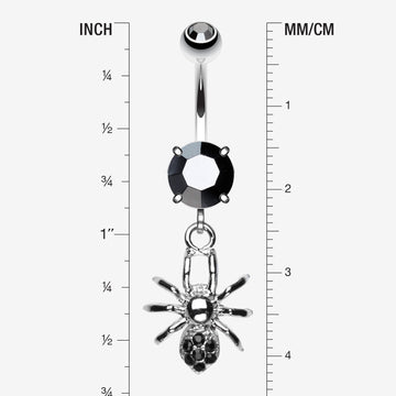 Detail View 1 of Spider Sparkle Belly Ring-Black